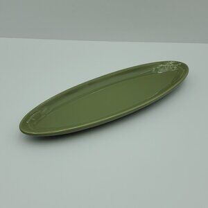 Longaberger Woven Traditions Sage Green Narrow Tray Oval Relish Appetizer Plate